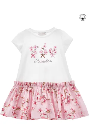 MONNALISA Jersey dress with floral ruffle