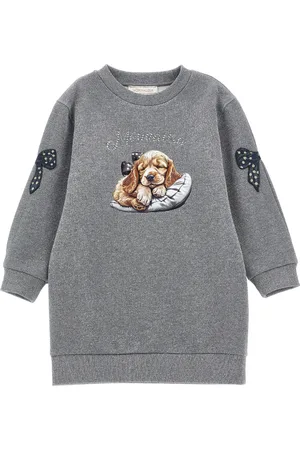 MONNALISA Lurex sweatshirt dress with bows