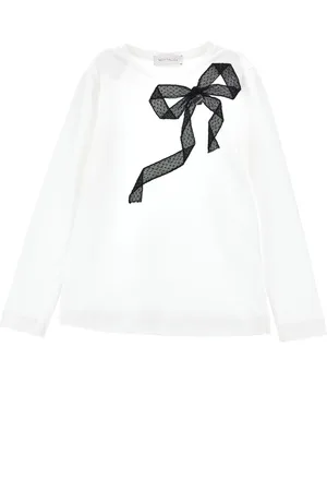 MONNALISA Cotton T-shirt with ribbon decoration