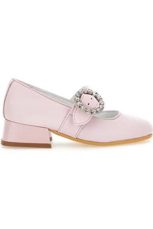 MONNALISA Leather shoes with jewel buckle
