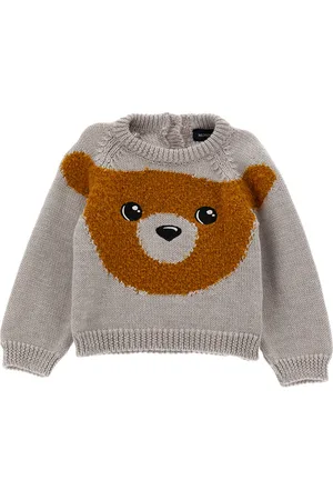 MONNALISA Merino teddy bear inlay sweater