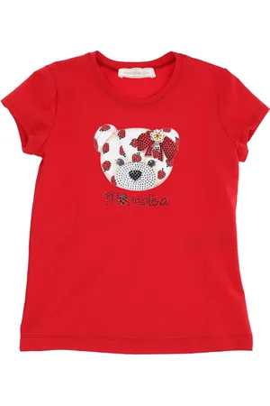 MONNALISA Rhinestone teddy bear T-shirt