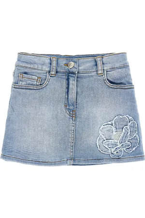 MONNALISA Embroidered denim skirt