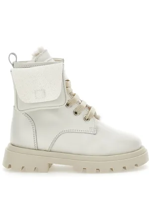 MONNALISA Leather and sheepskin boots with pocket