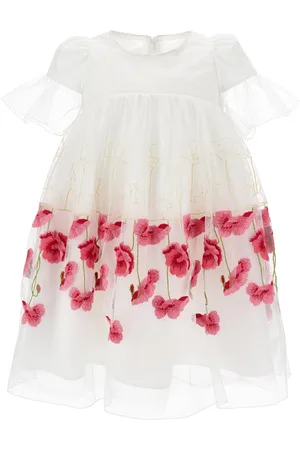 MONNALISA Tulle dress with tulip embroidery