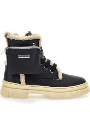 MONNALISA Leather boots with sheepskin inner