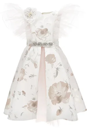 MONNALISA Sunrise mikado dress with removable skirt
