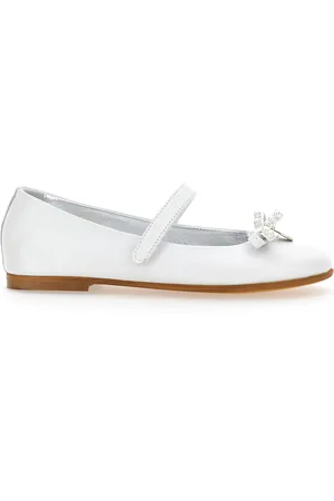 MONNALISA Pearly leather ballet flats with bow
