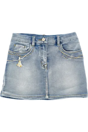 MONNALISA Embroidered denim miniskirt