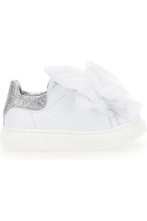 MONNALISA Leather sneakers with tulle bows