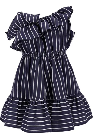 MONNALISA One-shoulder dress with alternate stripes