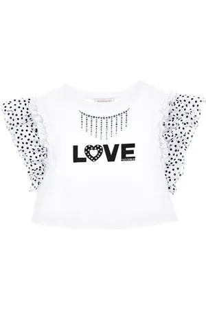 MONNALISA Rhinestone jersey top
