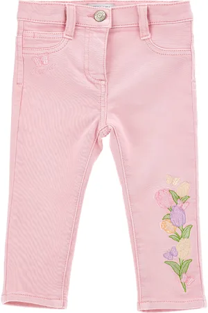 MONNALISA Five-pocket embroidered jeans