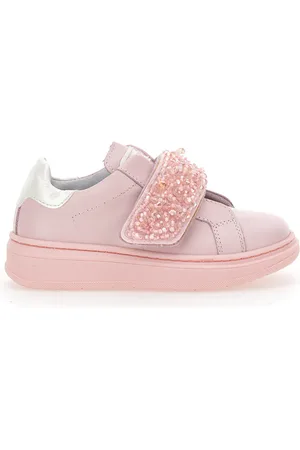 MONNALISA Leather sneakers with d??grad?? rhinestones
