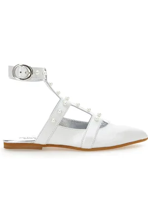MONNALISA Leather slingbacks with pearls