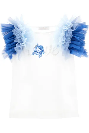 MONNALISA Jersey T-shirt with trim and LOVE