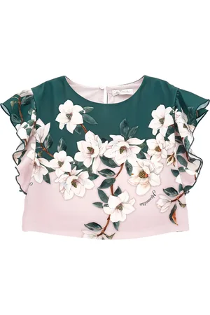MONNALISA Cropped top with magnolia print