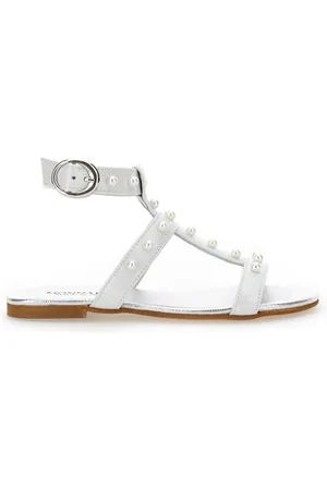 MONNALISA Leather sandals with pearls