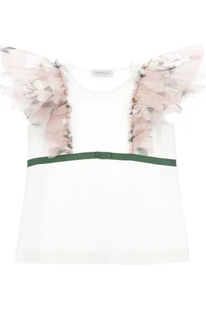 MONNALISA Jersey T-shirt with floral trim