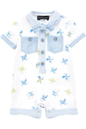 MONNALISA Cotton romper with bow tie