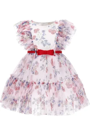MONNALISA Cherry print tulle dress