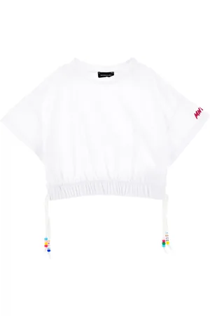 MONNALISA Cropped T-shirt with beads