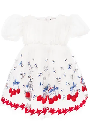 MONNALISA Cherry embroidery tulle dress