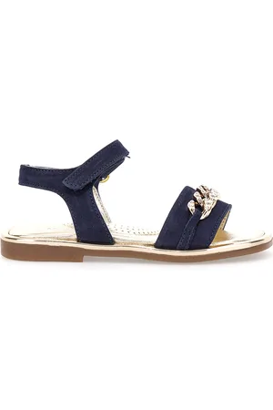 MONNALISA Nappa sandals with rhinestone chain