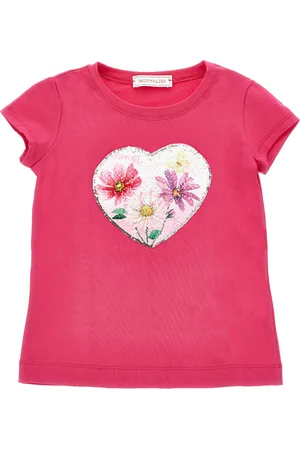 MONNALISA Sequinned heart jersey T-shirt