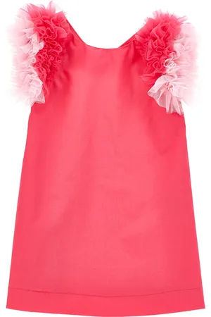 MONNALISA Cotton dress with tulle armholes