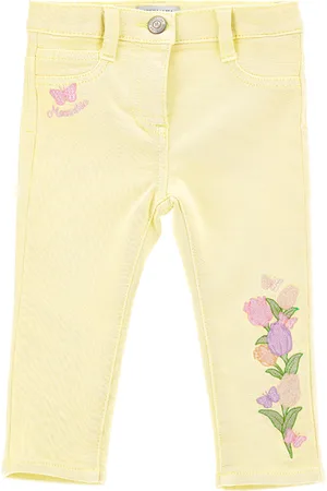 MONNALISA Five-pocket embroidered jeans