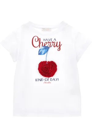 MONNALISA Maxi jersey T-shirt with cherry in tulle