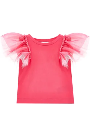 MONNALISA T-shirt with rhinestone butterfly