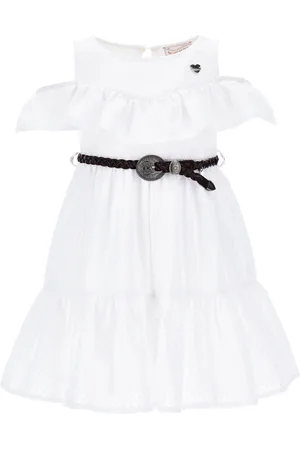 MONNALISA Broderie anglaise dress with woven belt