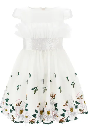 MONNALISA Magnolia embroidered tulle dress