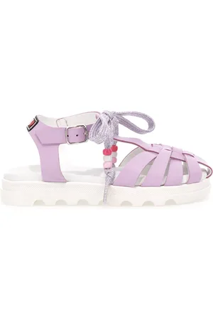 MONNALISA Leather sandals with beads