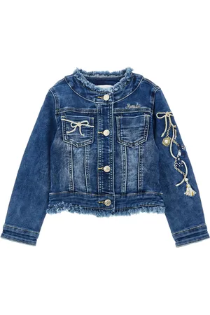 MONNALISA Embroidered denim jacket
