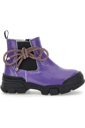 MONNALISA Patent chrome leather Chelsea boots