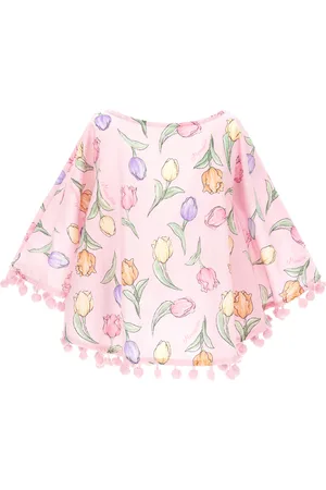 MONNALISA Muslin poncho cover-up