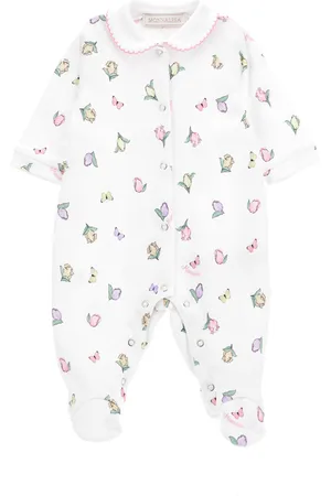 MONNALISA Cotton playsuit with baby girl collar