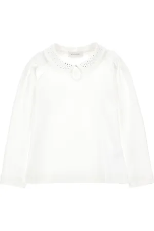 MONNALISA T-shirt with rhinestone collar