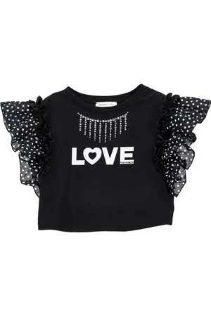 MONNALISA Rhinestone jersey top