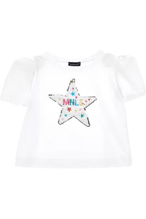 MONNALISA Cotton T-shirt with sequins