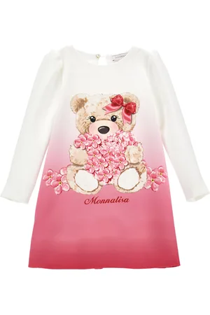 MONNALISA Crepe dress with maxi bear