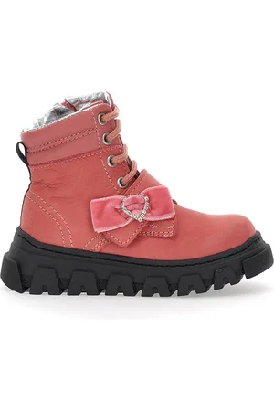 MONNALISA Nappa and nubuck leather combat boots