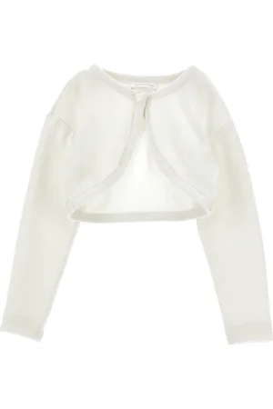 MONNALISA Merino lurex wraparound cardigan