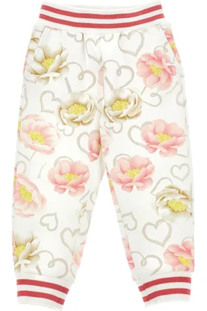 MONNALISA Anemone print fleece joggers