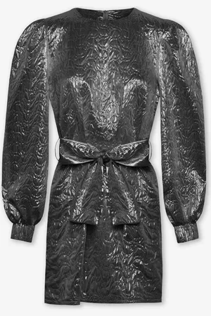 MOST WANTED Pam Puff Sleeve Belted Dress Donkerzilver