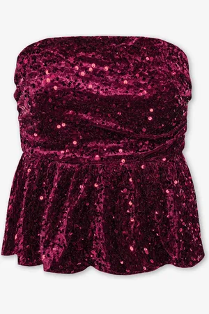 MOST WANTED Velvet Sequins Peplum Top