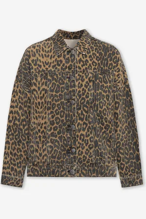 MOST WANTED Leopard Allover Denim Jacket Zwart